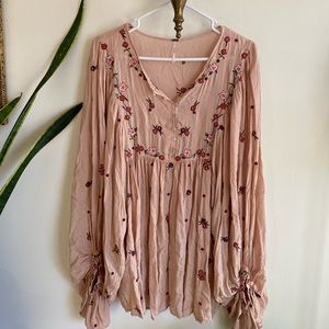 Free people floral beaded tunic dress top